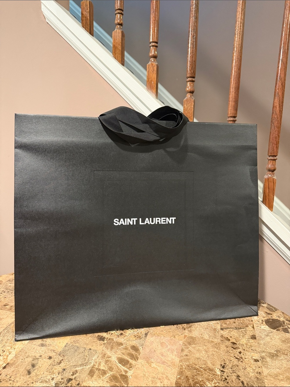 Saint Laurent Black Paper Shopping Bag, Large